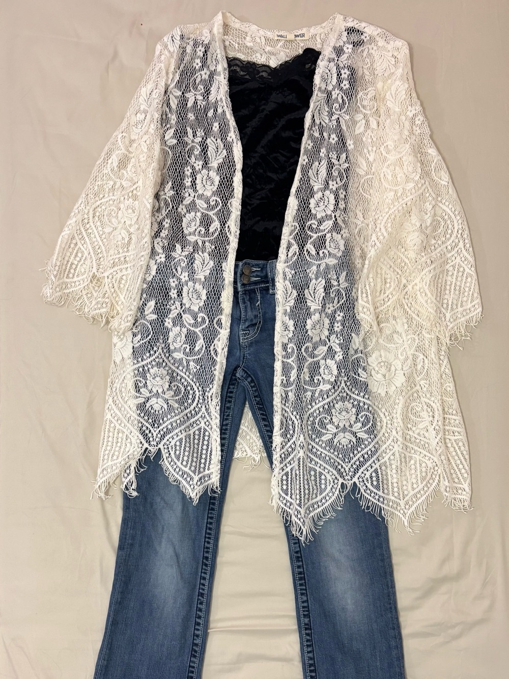 Wallflower White Lace Kimono Jacket - Women Jackets & Coats